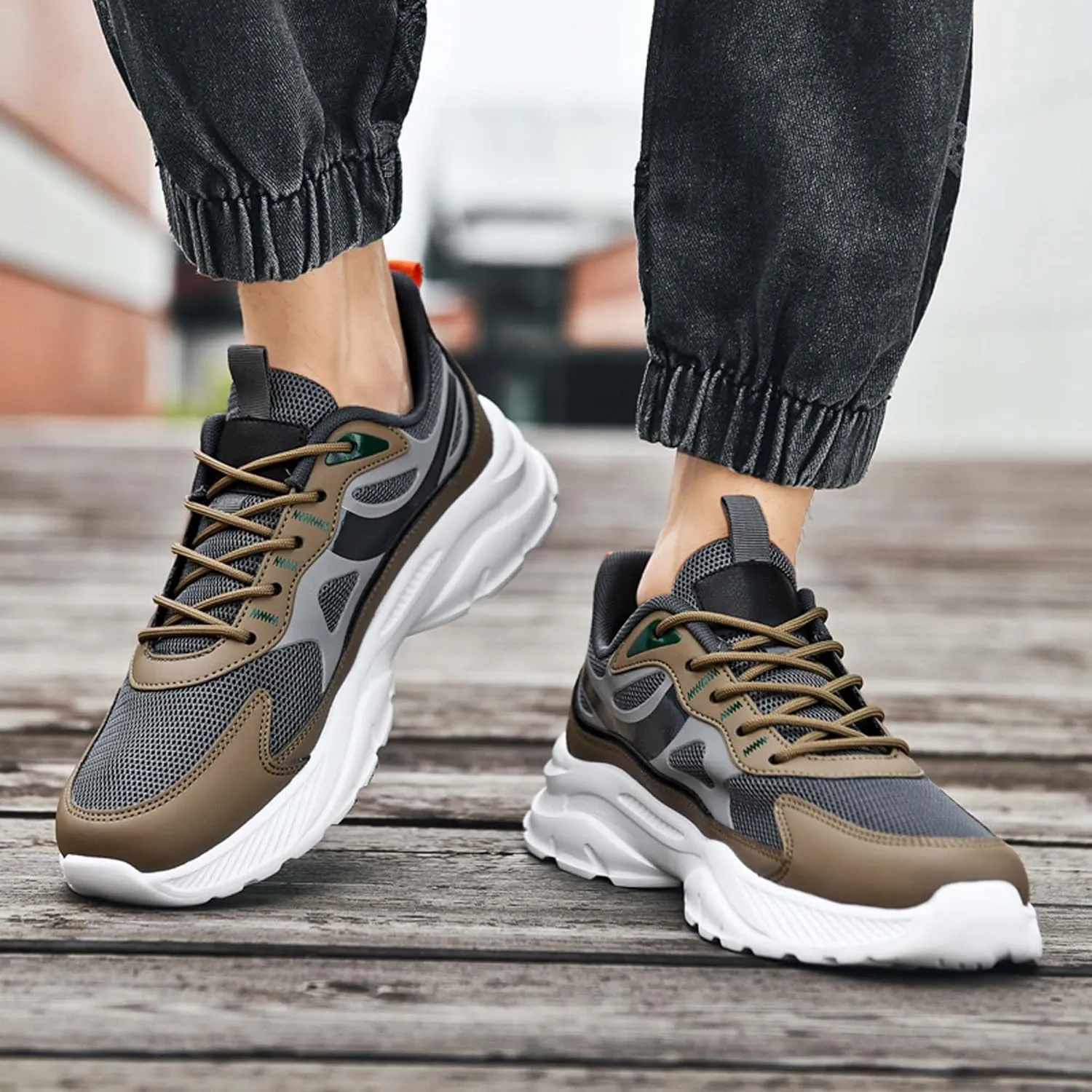 Men's Fashion Basketball Shoes Breathable Mesh Sneakers Outdoor Non-Slip Cushioning Training Running Shoes Lightweight Casual Walking Shoes-6-15 US Sizes