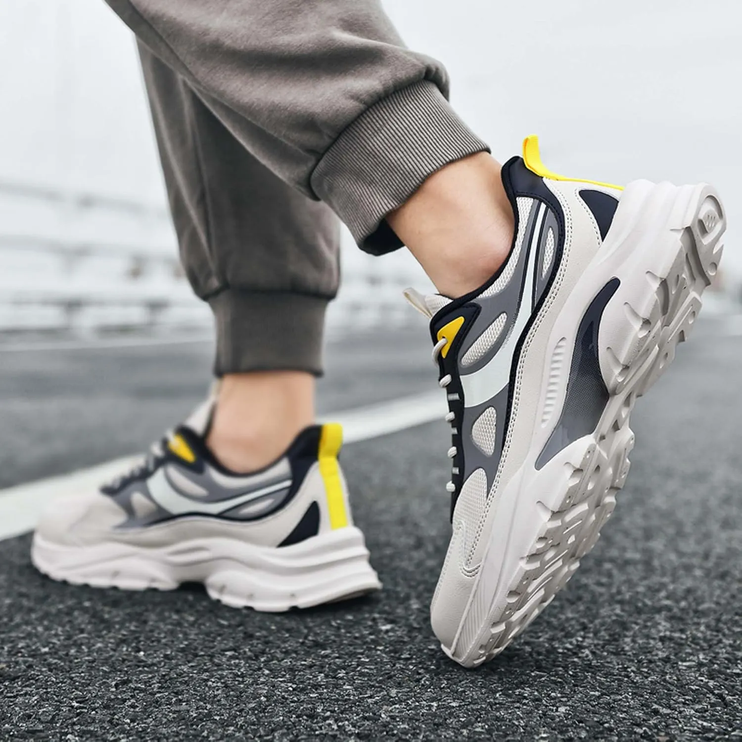 Men's Fashion Basketball Shoes Breathable Mesh Sneakers Outdoor Non-Slip Cushioning Training Running Shoes Lightweight Casual Walking Shoes-6-15 US Sizes
