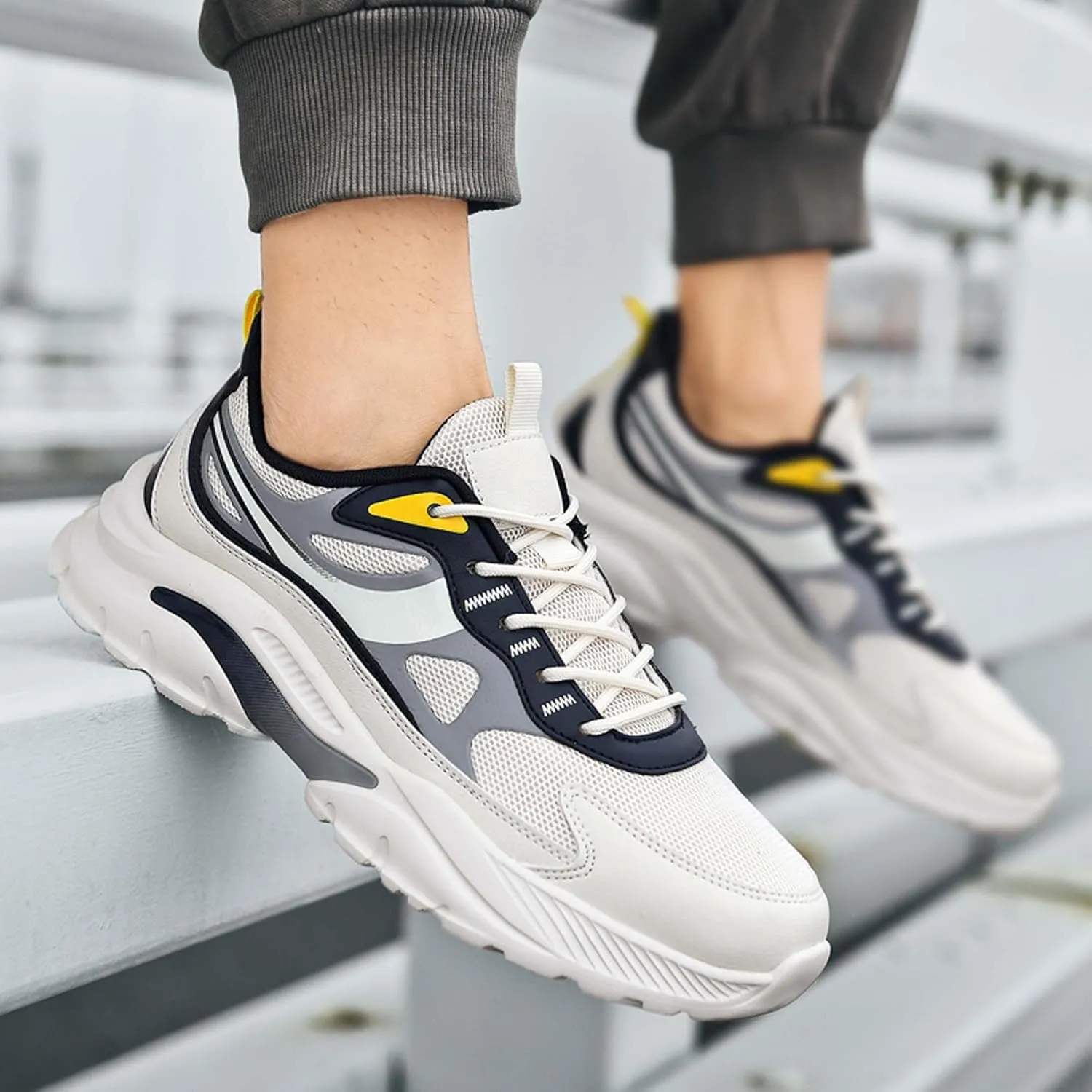 Men's Fashion Basketball Shoes Breathable Mesh Sneakers Outdoor Non-Slip Cushioning Training Running Shoes Lightweight Casual Walking Shoes-6-15 US Sizes