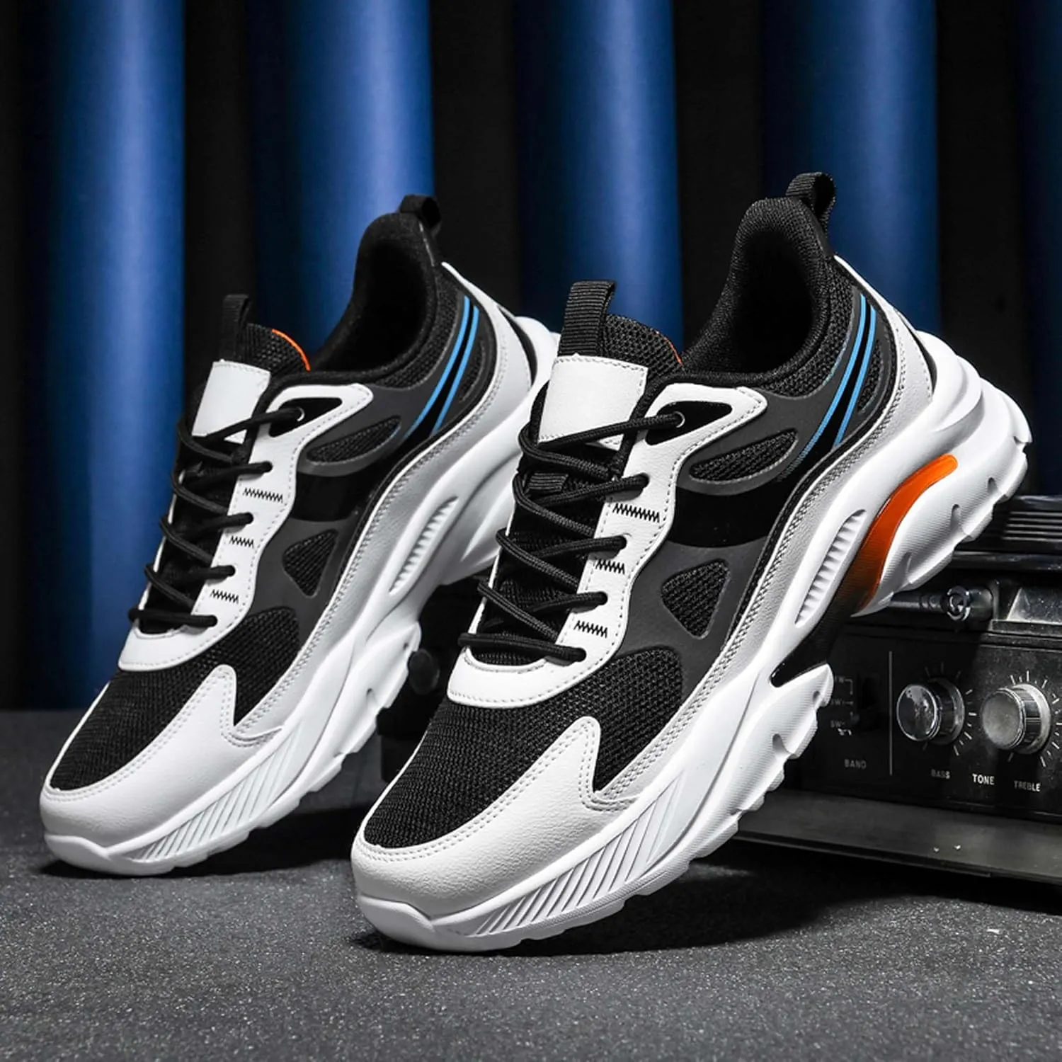 Men's Fashion Basketball Shoes Breathable Mesh Sneakers Outdoor Non-Slip Cushioning Training Running Shoes Lightweight Casual Walking Shoes-6-15 US Sizes