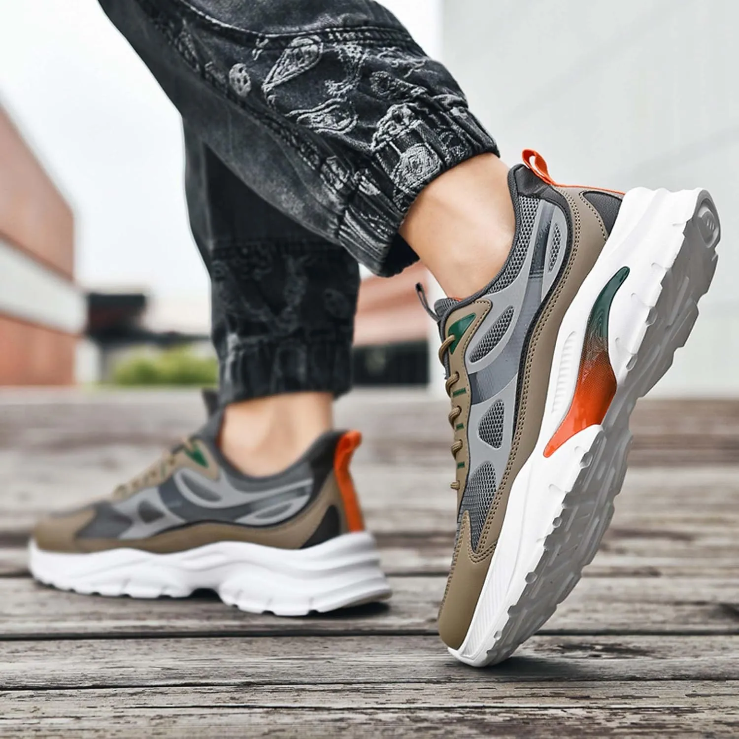 Men's Fashion Basketball Shoes Breathable Mesh Sneakers Outdoor Non-Slip Cushioning Training Running Shoes Lightweight Casual Walking Shoes-6-15 US Sizes
