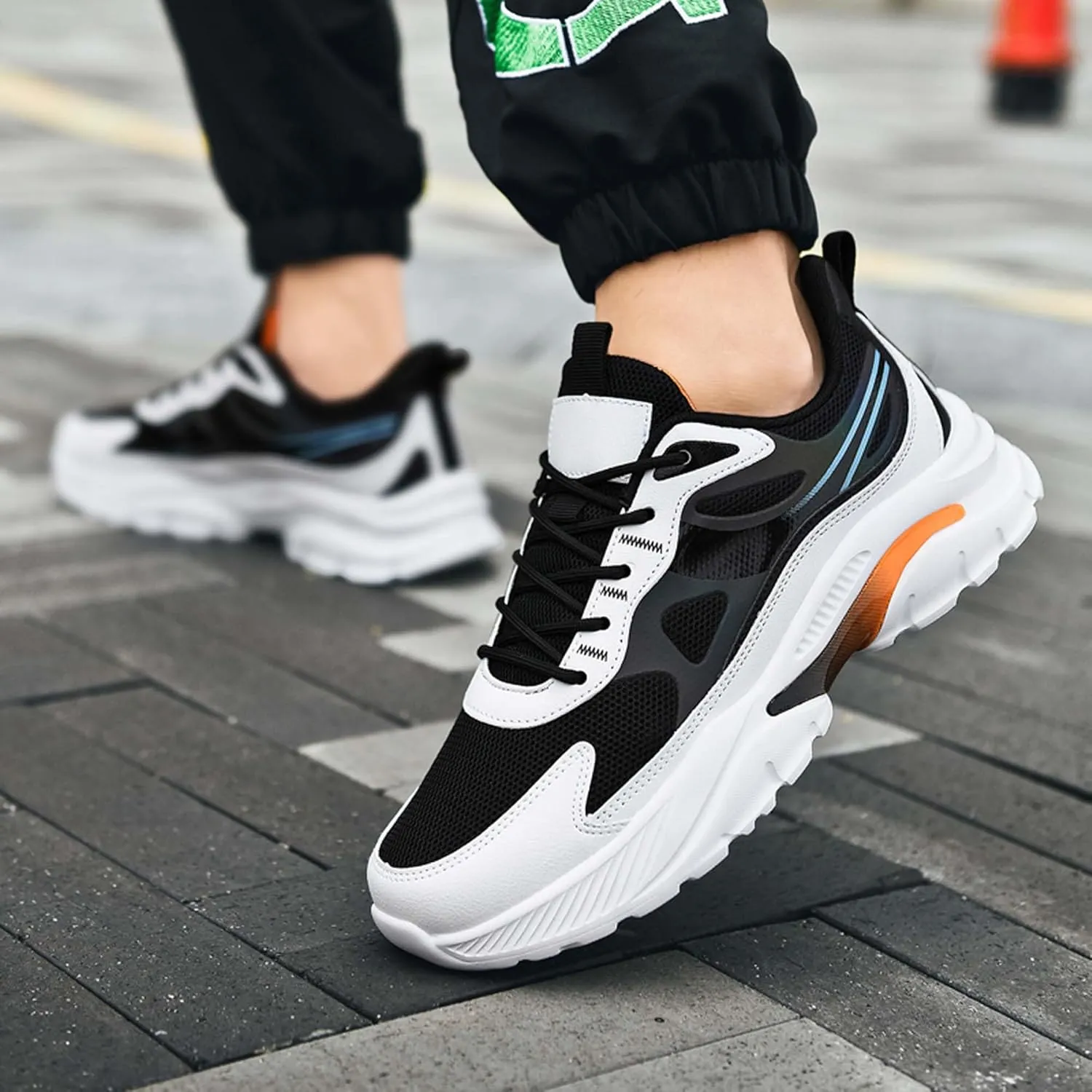Men's Fashion Basketball Shoes Breathable Mesh Sneakers Outdoor Non-Slip Cushioning Training Running Shoes Lightweight Casual Walking Shoes-6-15 US Sizes