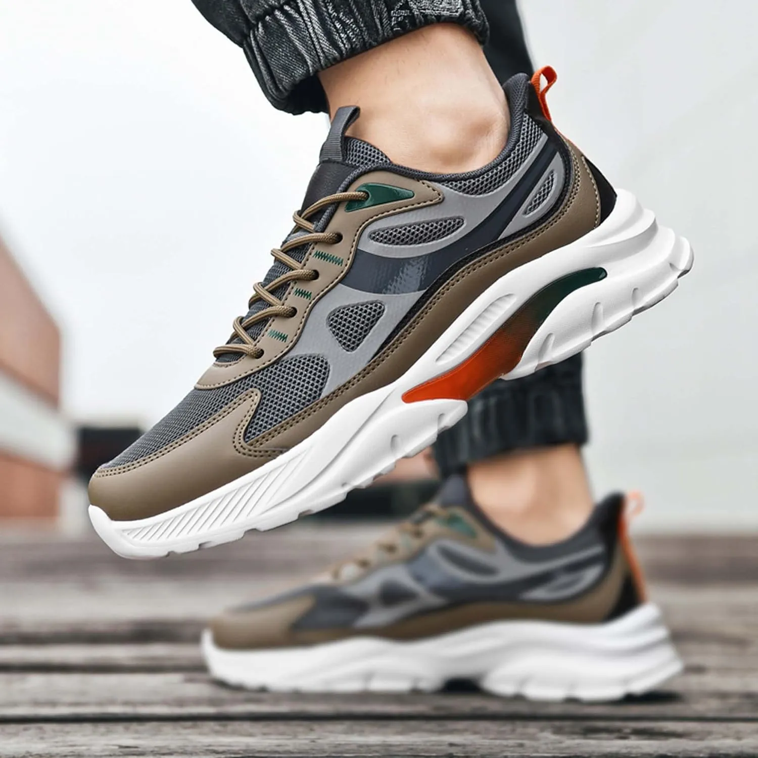 Men's Fashion Basketball Shoes Breathable Mesh Sneakers Outdoor Non-Slip Cushioning Training Running Shoes Lightweight Casual Walking Shoes-6-15 US Sizes