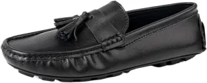 Men's Genuine Leather Loafers with Tassel, Round Toe, Flexible and Lightweight, Casual Slip-Ons with Stitching Details