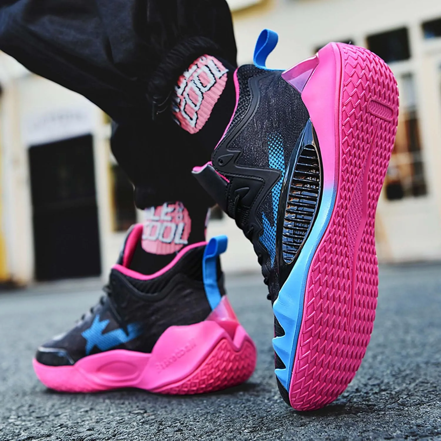 Men's High Top Basketball Shoes Non-Slip Wearable Sneakers Breathable Training Running Shoes