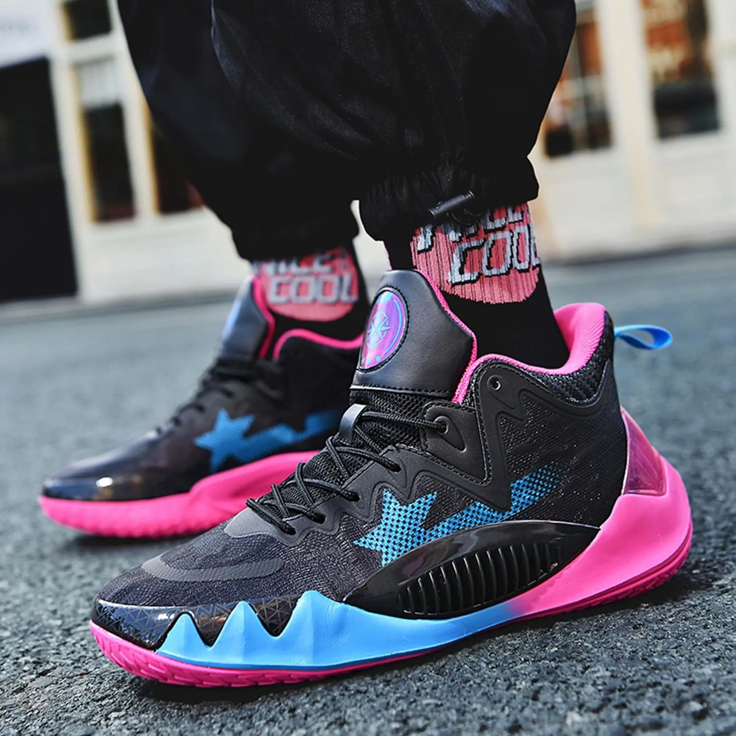 Men's High Top Basketball Shoes Non-Slip Wearable Sneakers Breathable Training Running Shoes