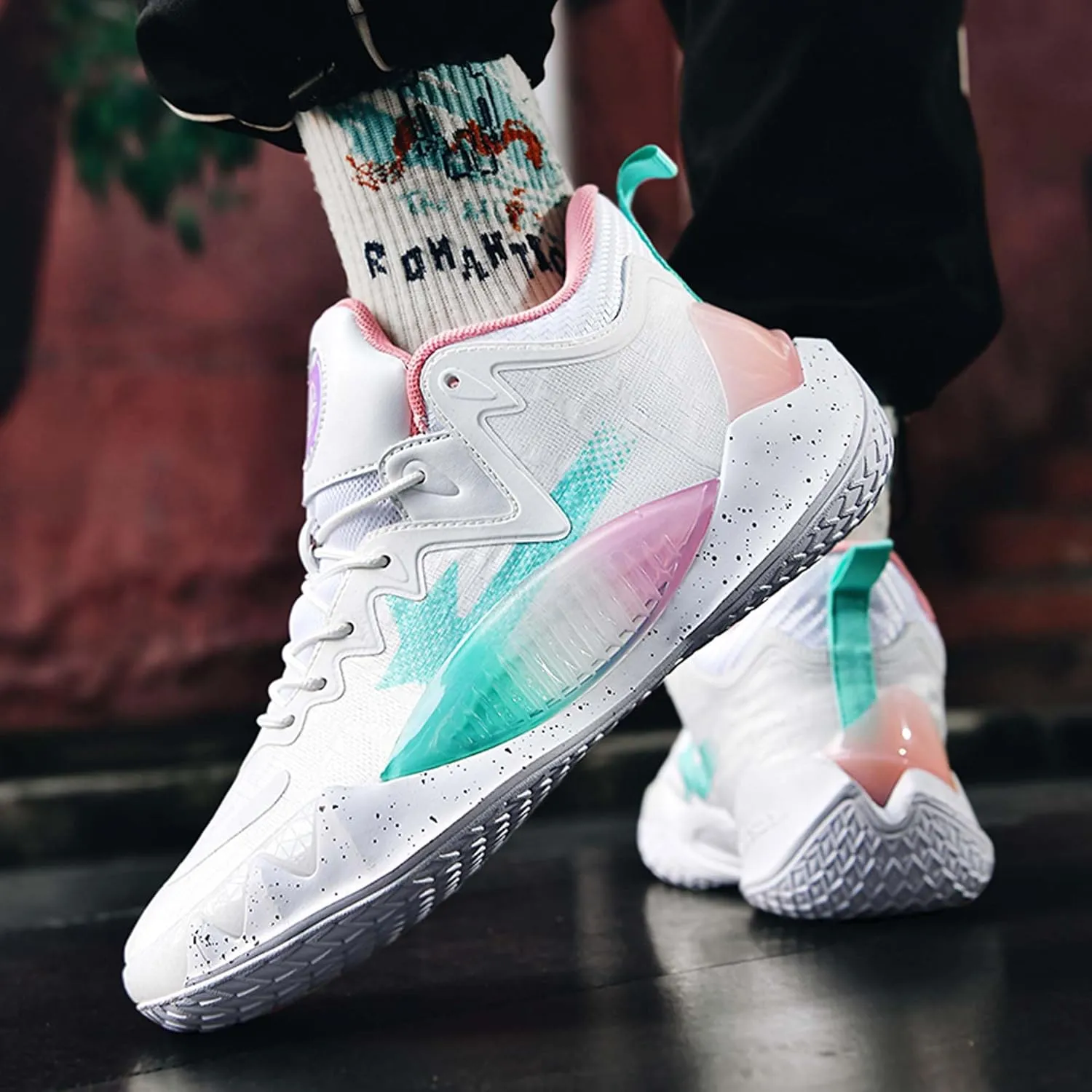 Men's High Top Basketball Shoes Non-Slip Wearable Sneakers Breathable Training Running Shoes