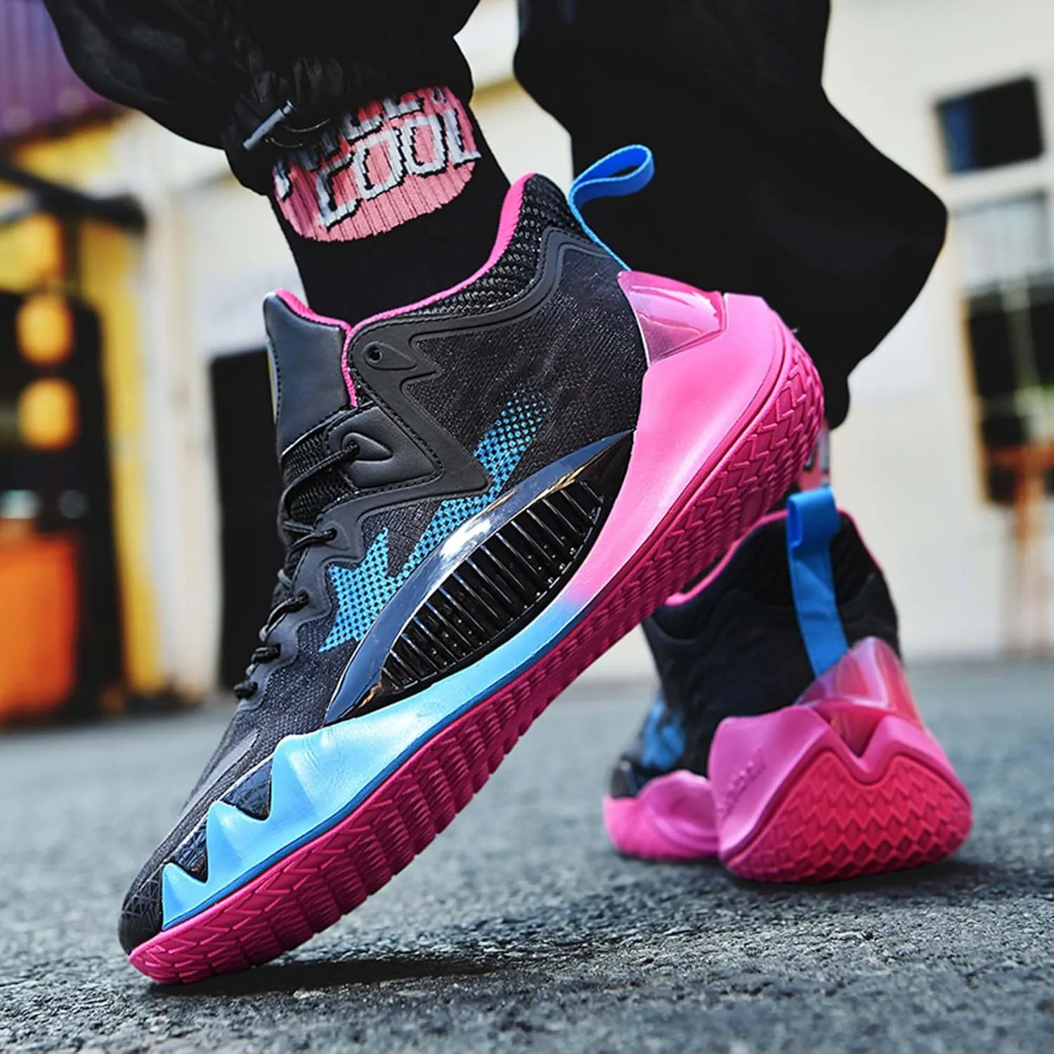 Men's High Top Basketball Shoes Non-Slip Wearable Sneakers Breathable Training Running Shoes