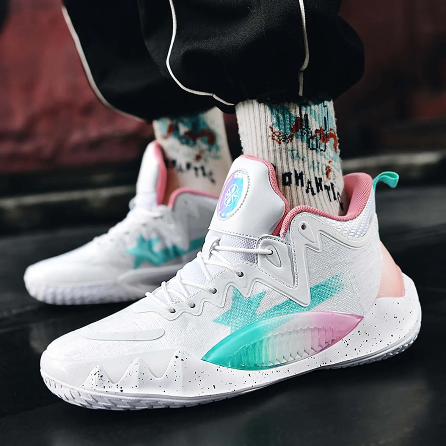 Men's High Top Basketball Shoes Non-Slip Wearable Sneakers Breathable Training Running Shoes