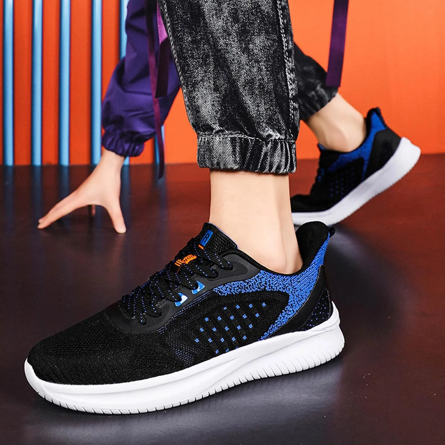 Men's Lace Up Lightweight Anti Slip Arch Support Casual Breathable Fitness Cushioning Training Sports Running Shoes, Park Walking Shoes, Street Sports Basketball Shoes