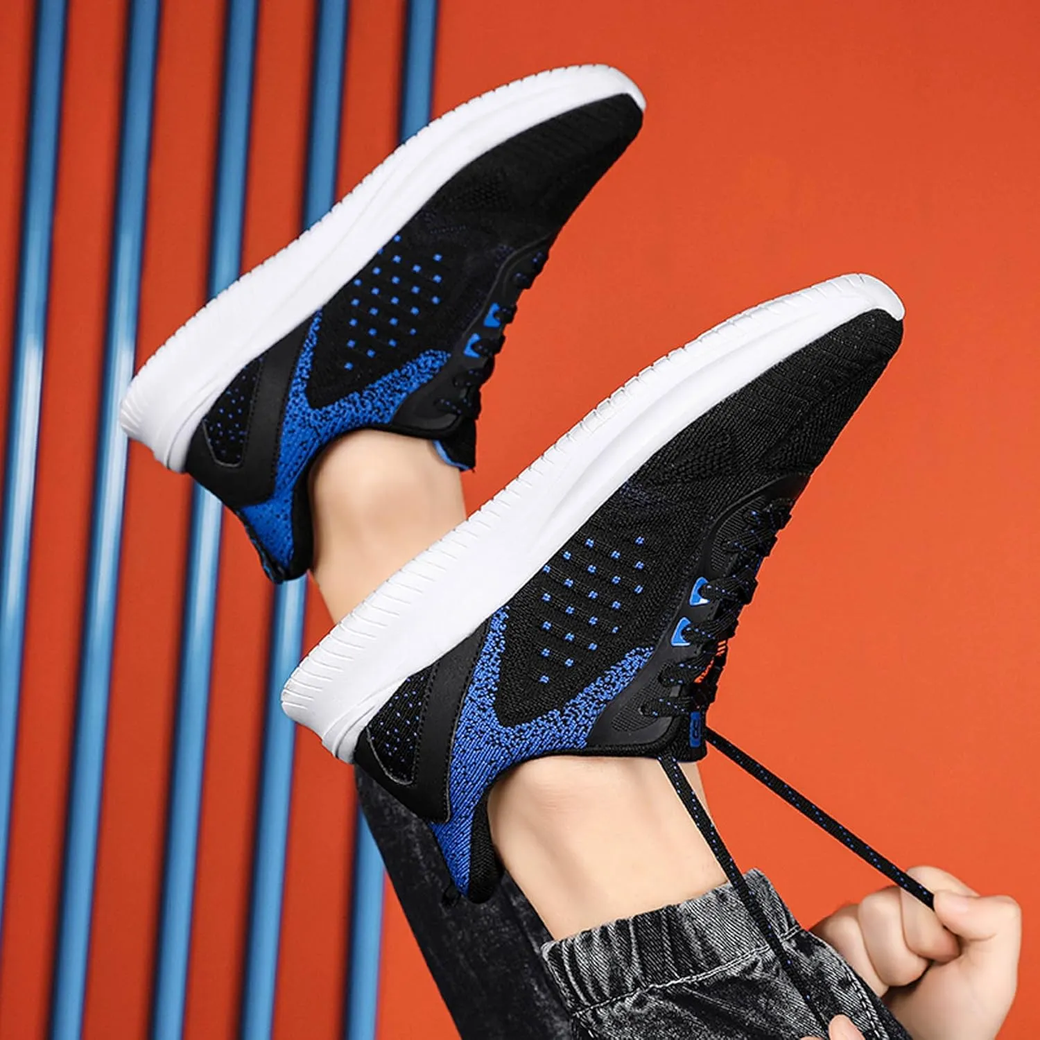 Men's Lace Up Lightweight Anti Slip Arch Support Casual Breathable Fitness Cushioning Training Sports Running Shoes, Park Walking Shoes, Street Sports Basketball Shoes