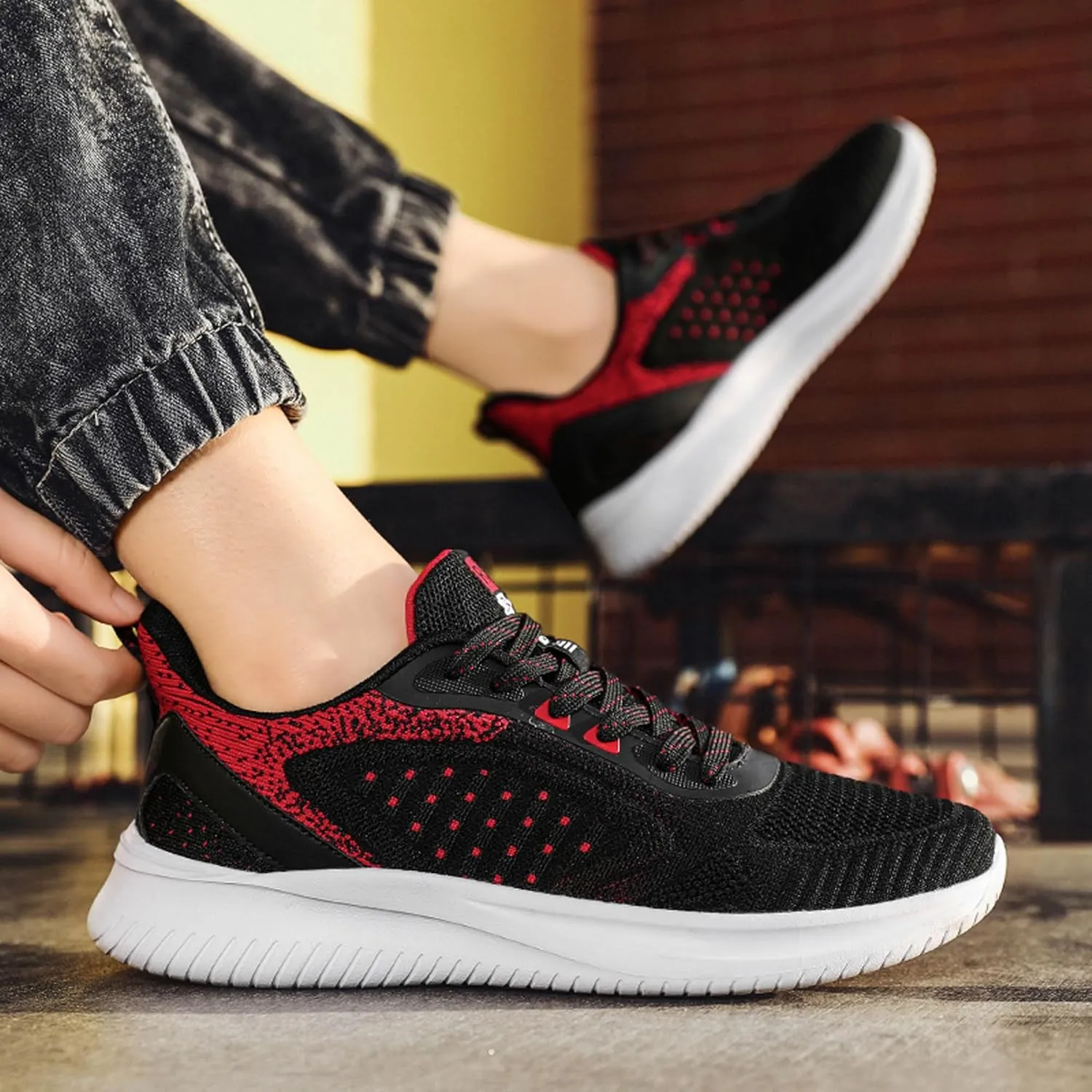 Men's Lace Up Lightweight Anti Slip Arch Support Casual Breathable Fitness Cushioning Training Sports Running Shoes, Park Walking Shoes, Street Sports Basketball Shoes