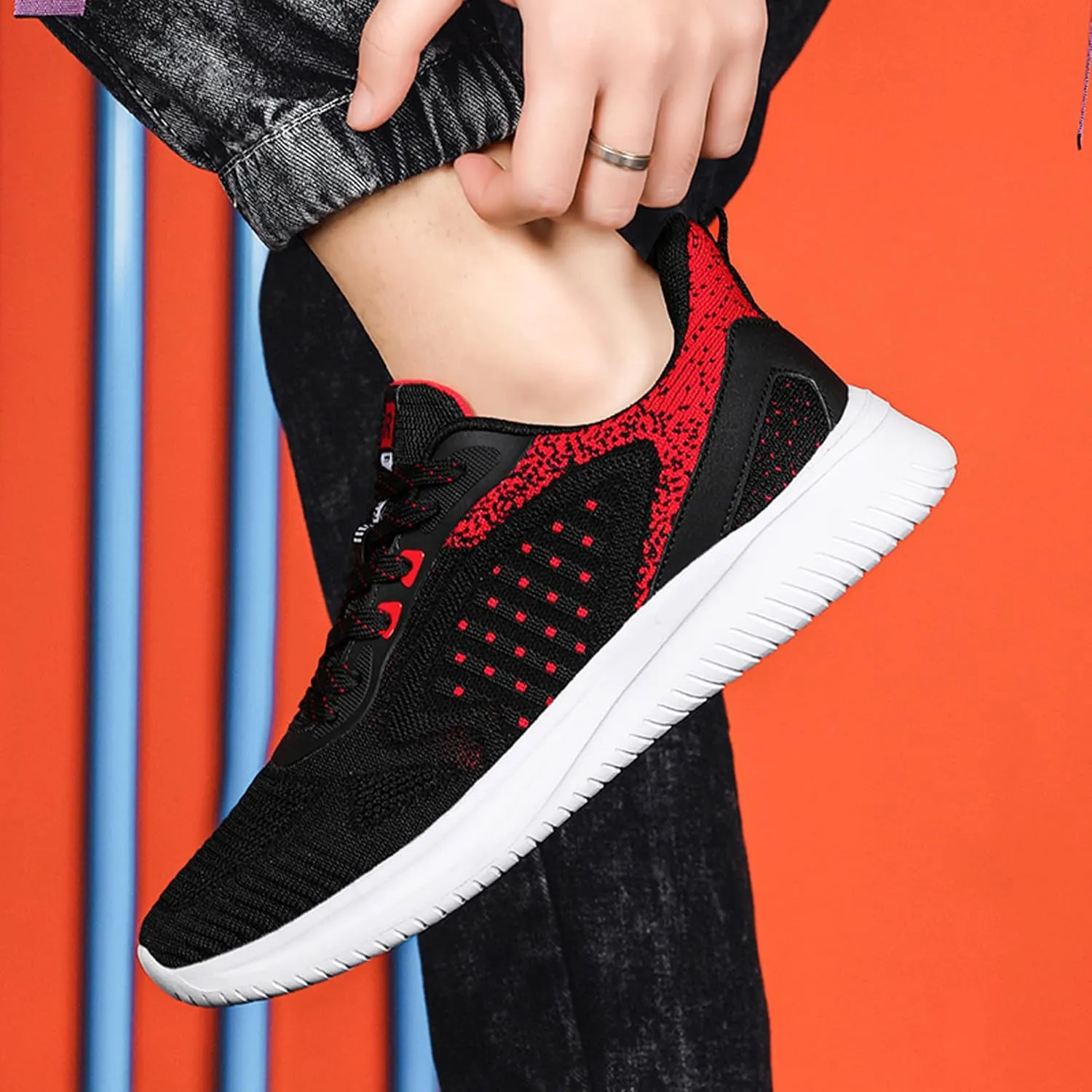 Men's Lace Up Lightweight Anti Slip Arch Support Casual Breathable Fitness Cushioning Training Sports Running Shoes, Park Walking Shoes, Street Sports Basketball Shoes