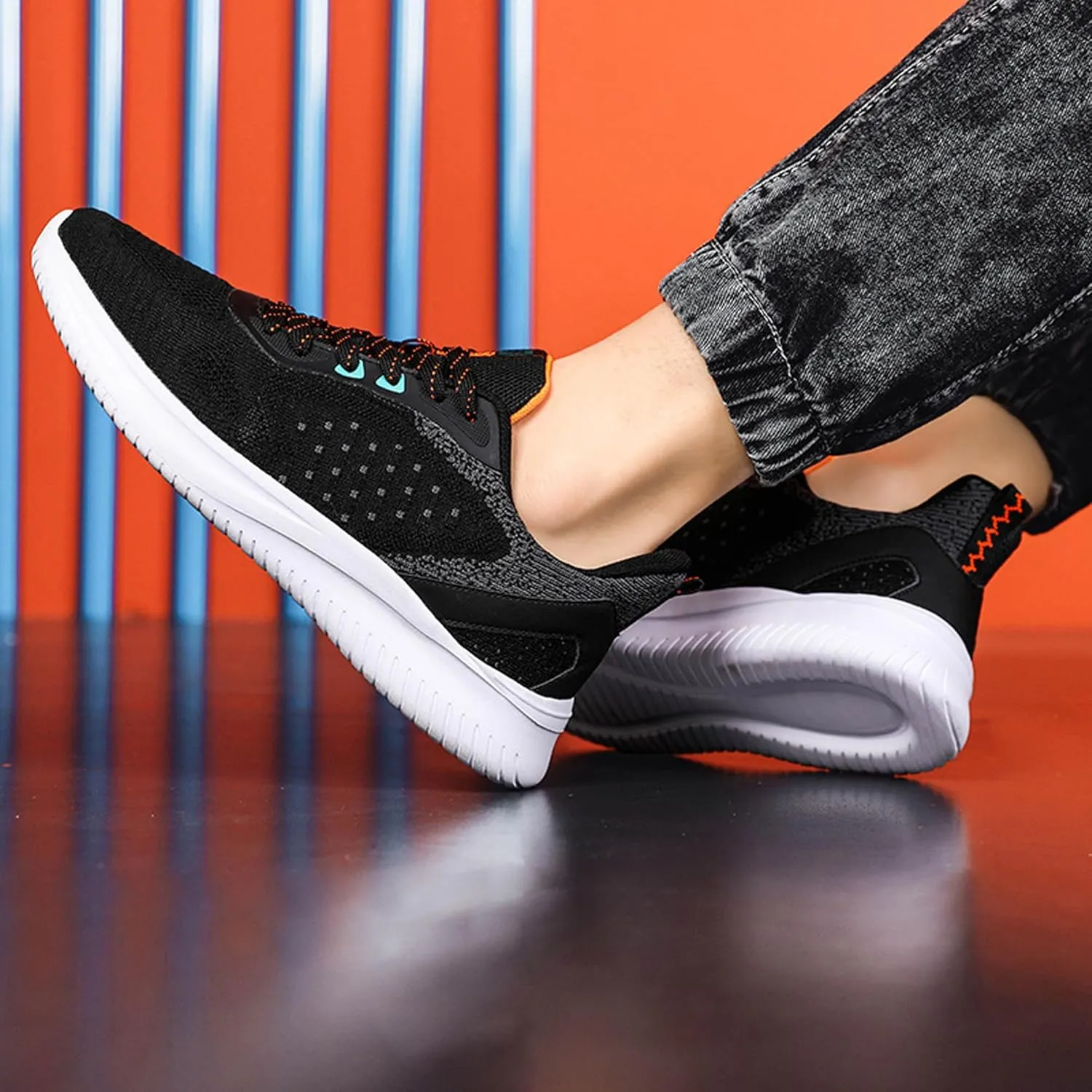 Men's Lace Up Lightweight Anti Slip Arch Support Casual Breathable Fitness Cushioning Training Sports Running Shoes, Park Walking Shoes, Street Sports Basketball Shoes