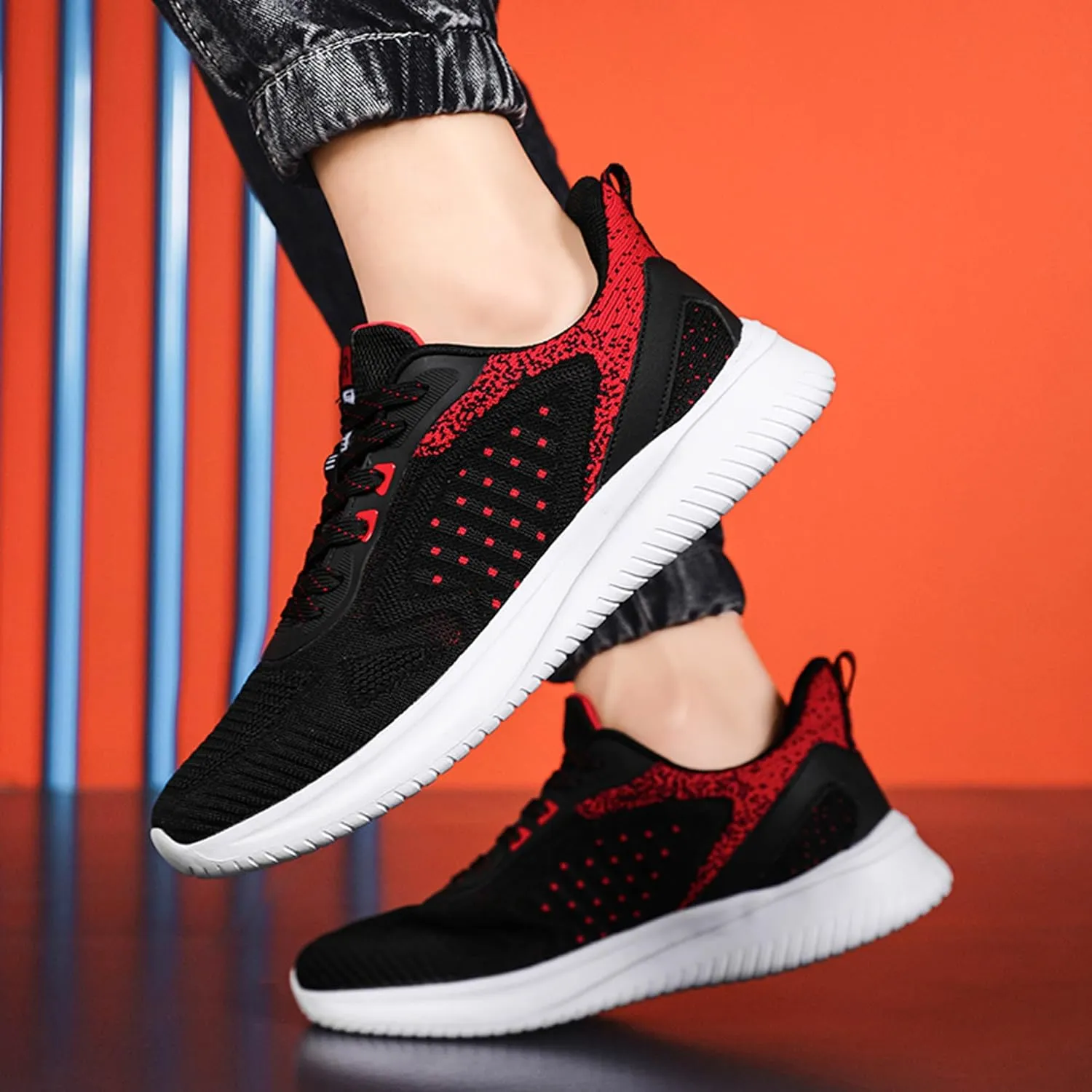 Men's Lace Up Lightweight Anti Slip Arch Support Casual Breathable Fitness Cushioning Training Sports Running Shoes, Park Walking Shoes, Street Sports Basketball Shoes