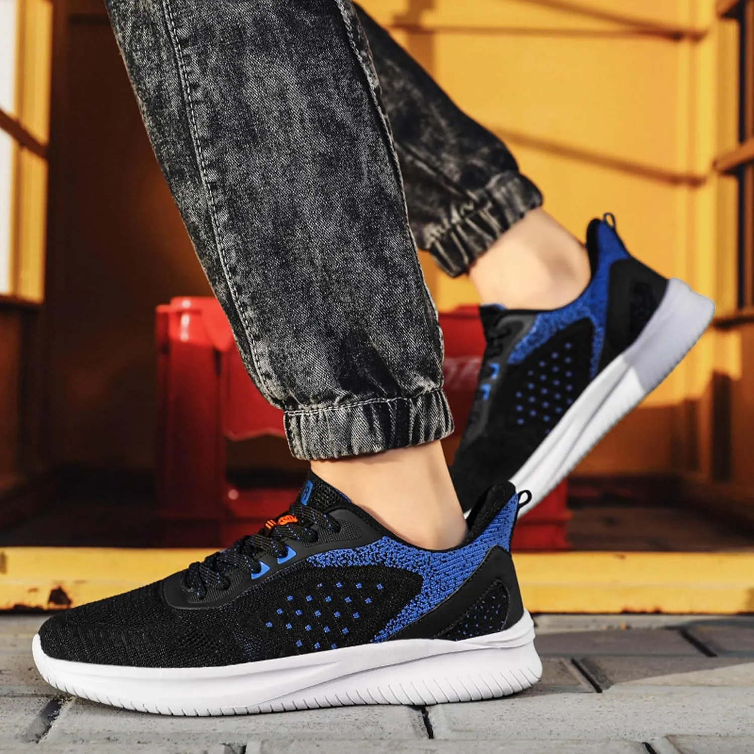 Men's Lace Up Lightweight Anti Slip Arch Support Casual Breathable Fitness Cushioning Training Sports Running Shoes, Park Walking Shoes, Street Sports Basketball Shoes