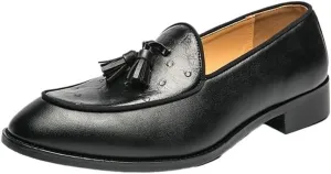 Mens Leather Loafers Tassel Dress Shoes Flexible Comfortable Walking Shoes Resistant Prom Wedding Casual