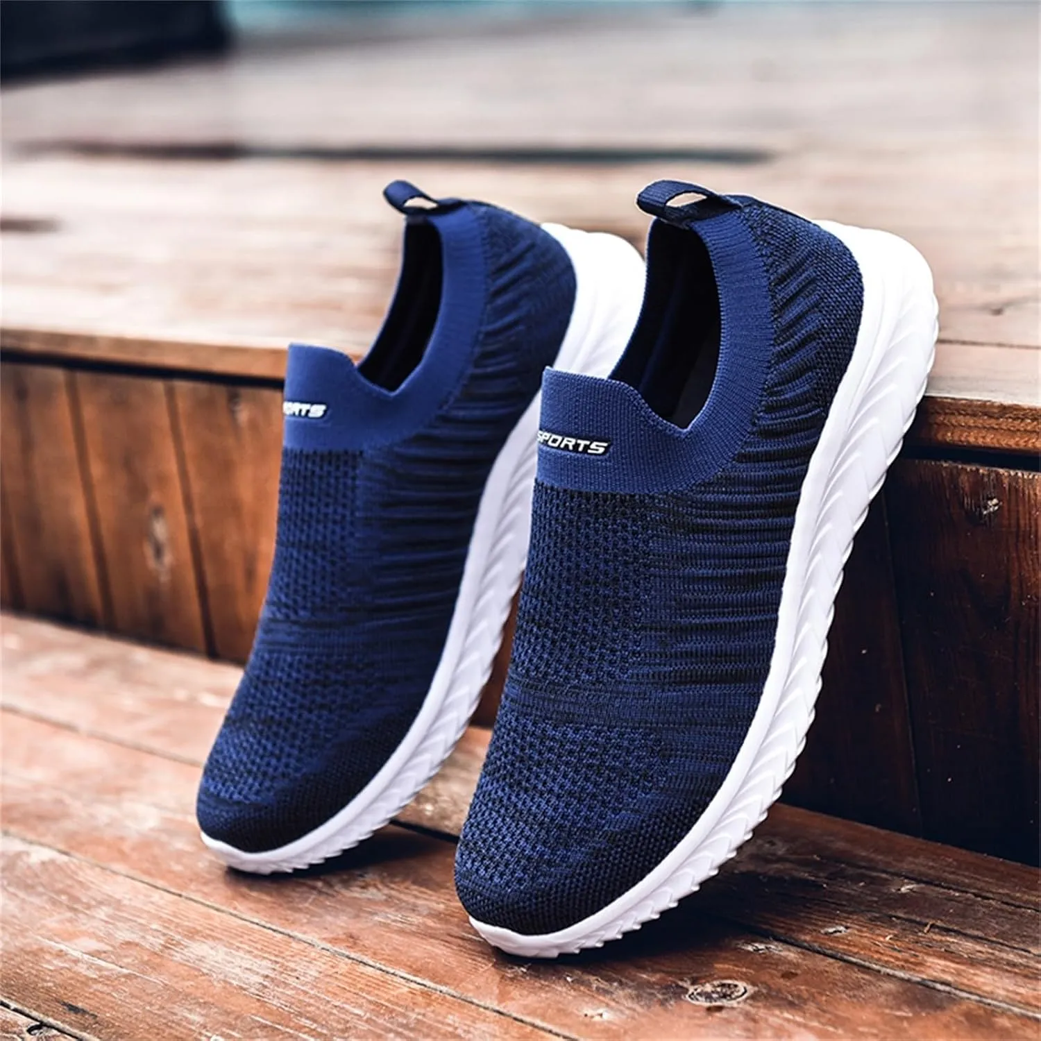 Men's Lightweight Cushion Sneakers Breathable Elastic Fly Woven Mesh Sneaker Men's Sport Breathable Mesh Shoes