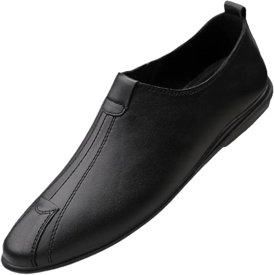 Men's Lightweight Leather Loafers - Classic Driving Shoes with Flexible Fit, Stitching Details, and Comfortable Slip-Ons for Everyday Wear