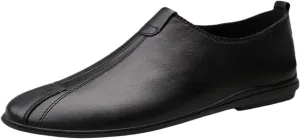 Men's Lightweight Leather Loafers - Classic Driving Shoes with Flexible Fit, Stitching Details, and Comfortable Slip-Ons for Everyday Wear