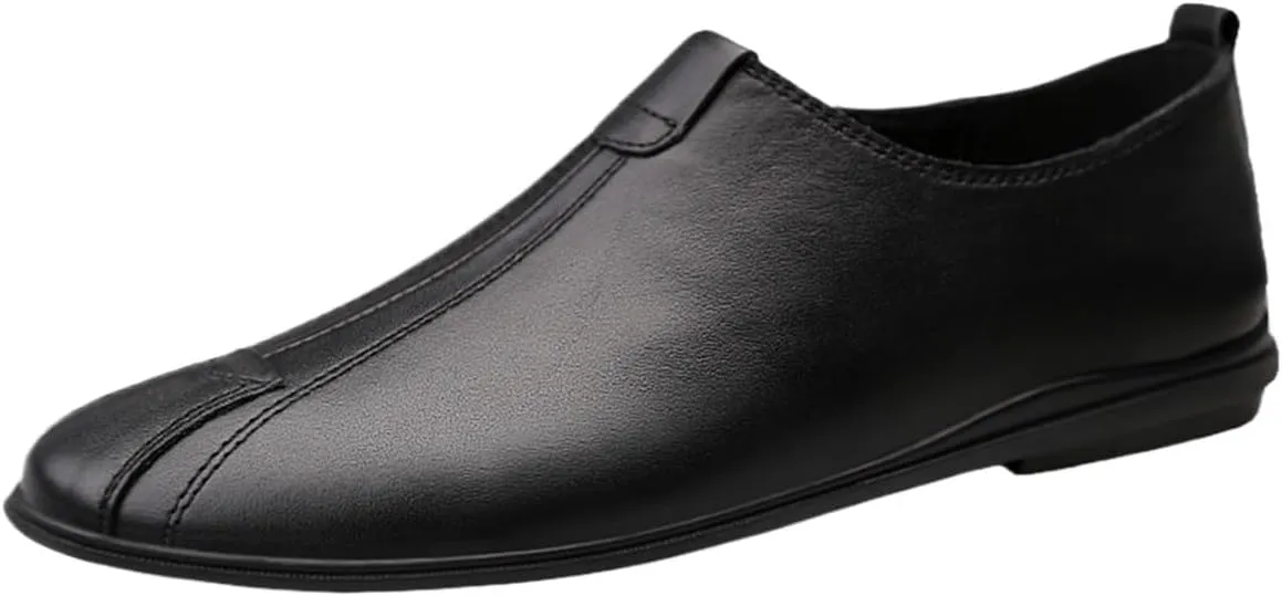 Men's Lightweight Leather Loafers - Classic Driving Shoes with Flexible Fit, Stitching Details, and Comfortable Slip-Ons for Everyday Wear