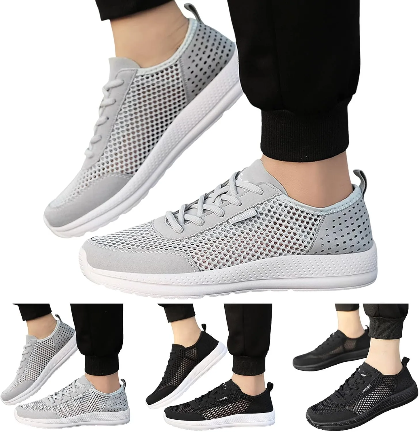 Men's Lightweight Non Slip Barefoot Shoes Casual Sneaker Mesh Breathable Walking Shoe Comfortable Stretch Shoes