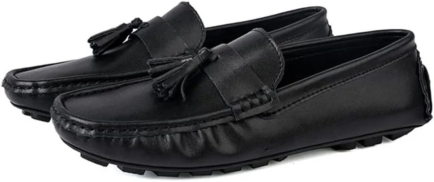 Mens Loafers Driving Loafers Tassel Simple Leather Lightweight Flexible Anti-Slip Fashion Casual Slip-ons