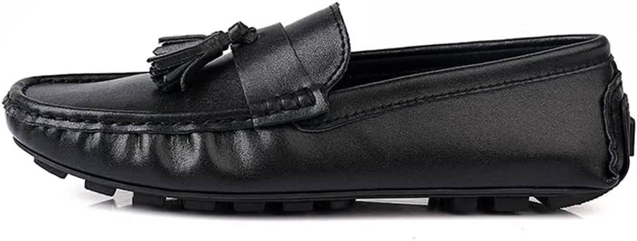 Mens Loafers Driving Loafers Tassel Simple Leather Lightweight Flexible Anti-Slip Fashion Casual Slip-ons