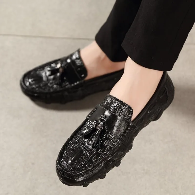 Men's Loafers PU Leather Tassel Penny Loafers Flexible Flat Heel Lightweight Classic Slip-on