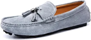Mens Loafers Round Toe Solid Color with Tassel Suede Vamp Driving Loafers Comfortable Flexible Anti-Slip Party Prom Slip On