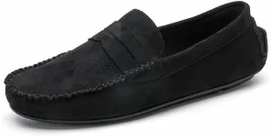 Mens Loafers Round Toe Suede Vamp Penny Driving Loafers Lightweight Flat Heel Flexible Party Slip-ons