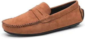 Mens Loafers Round Toe Suede Vamp Penny Driving Loafers Lightweight Flat Heel Flexible Party Slip-ons