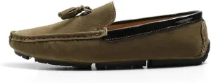 Men's Loafers Round Toe Vegan Suede Leather Driving Loafers with Tassel Comfortable Lightweight Flexible Outdoor Slip-ons