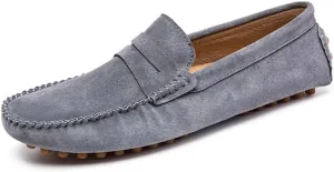 Mens Loafers Shoe Round Toe Suede Penny Driving Loafers Flat Heel Flexible Resistant Classic Party Slip On