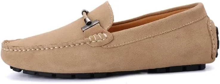 Mens Loafers Shoe Square Toe Nubuck Leather Driving Style Loafer Slip Resistant Anti-Slip Flexible Prom Slip-on