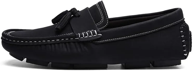 Mens Loafers Shoe Square Toe PU Leather Driving Penny Loafers with Tassel Resistant Comfortable Flexible Prom Slip On