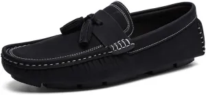 Mens Loafers Shoe Square Toe PU Leather Driving Penny Loafers with Tassel Resistant Comfortable Flexible Prom Slip On