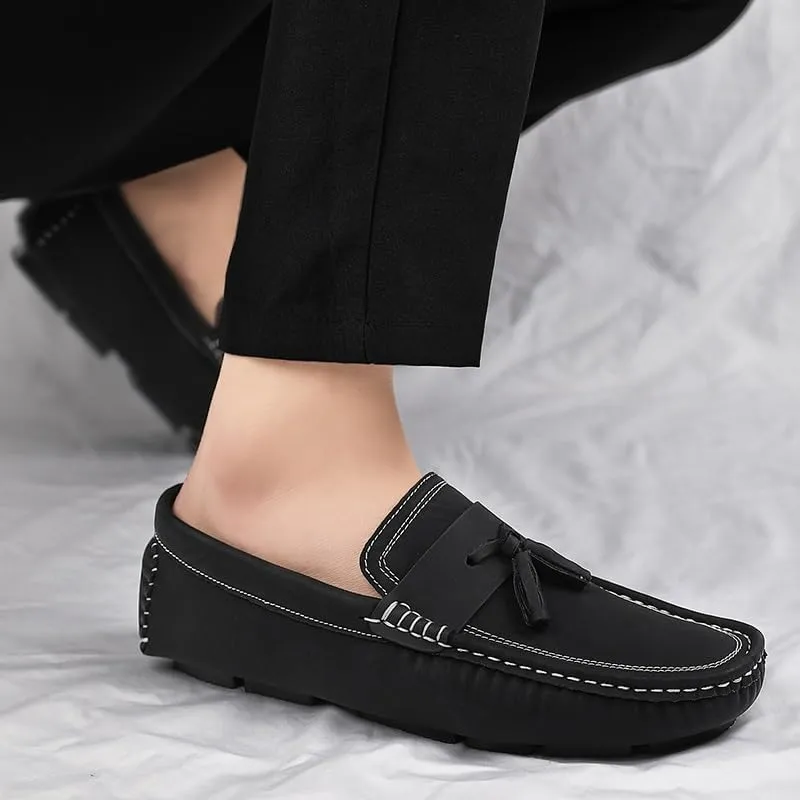 Mens Loafers Shoe Square Toe PU Leather Driving Penny Loafers with Tassel Resistant Comfortable Flexible Prom Slip On
