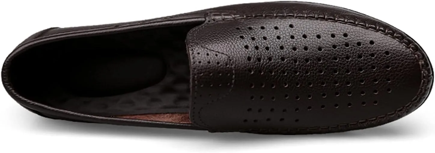 Men's Loafers Simple Breathable Driving Loafers Moccasins Shoes Leather Flexible Slip Resistant Flat Heel Party Slip-on