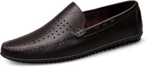Men's Loafers Simple Breathable Driving Loafers Moccasins Shoes Leather Flexible Slip Resistant Flat Heel Party Slip-on