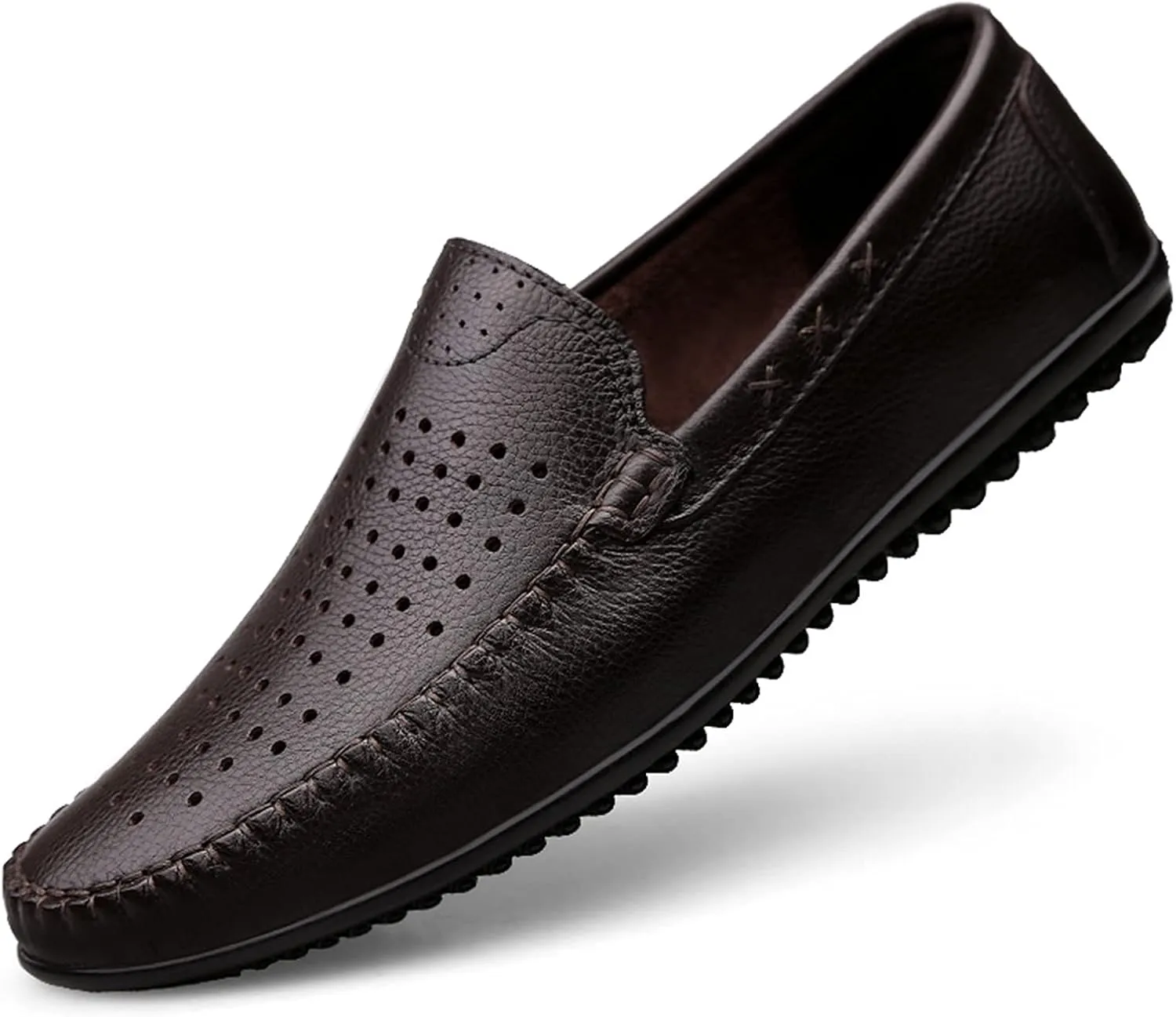 Men's Loafers Simple Breathable Driving Loafers Moccasins Shoes Leather Flexible Slip Resistant Flat Heel Party Slip-on