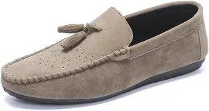 Mens Loafers Solid Color Faux Leather with Tassel Loafer Shoes Flexible Flat Heel Anti-Slip Fashion Party Slip-on