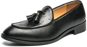Men's Loafers Tassel Loafer Shoes Leather Flexible Flat Heel Lightweight Casual Slip-ons