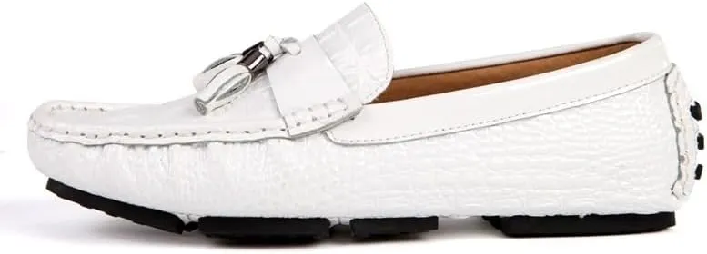 Men's PU Leather Loafers - Round Toe, Crocodile Print, Tassel Driving Loafers, Anti-Slip, Flexible, Resistant Slip-Ons for Walking