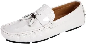 Men's PU Leather Loafers - Round Toe, Crocodile Print, Tassel Driving Loafers, Anti-Slip, Flexible, Resistant Slip-Ons for Walking