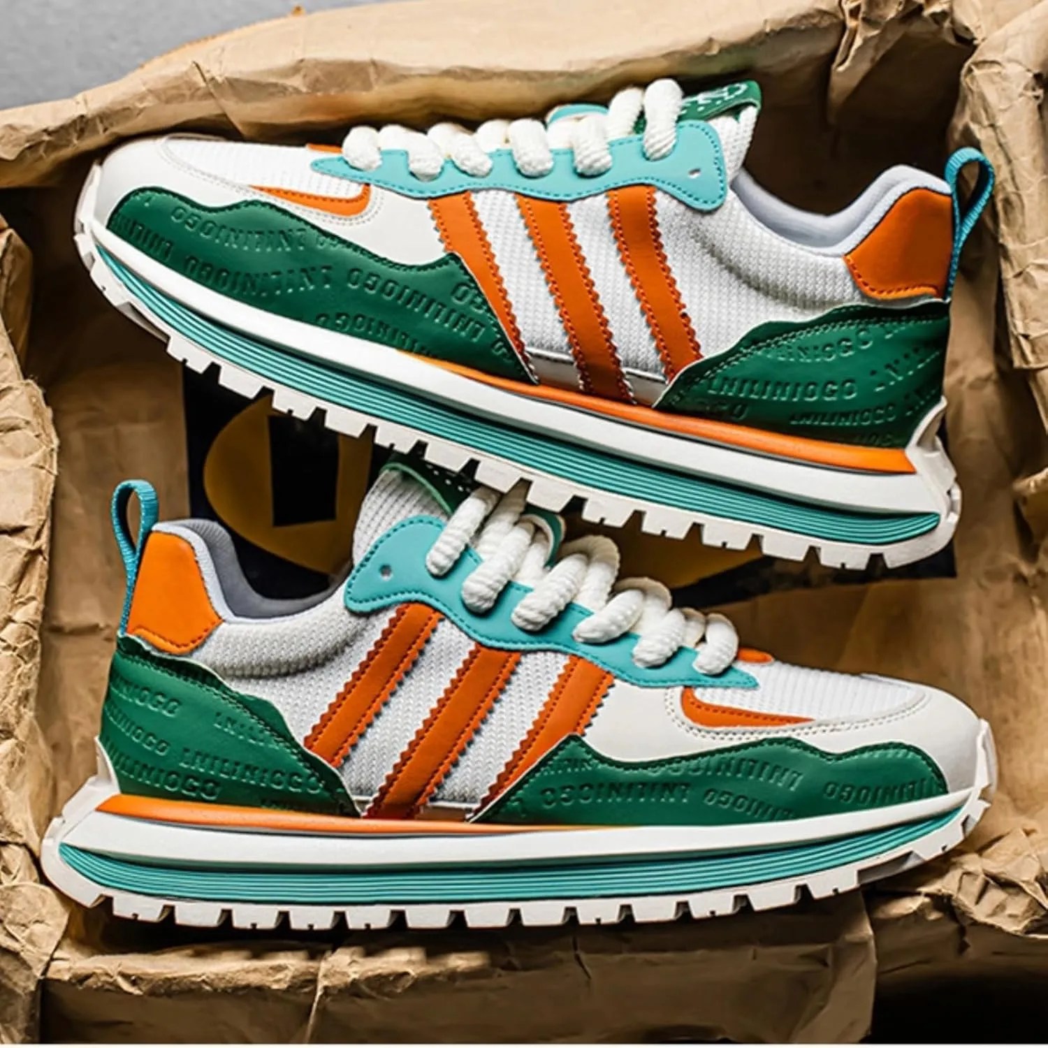 Men’s Retro Jogger Sneakers, Fashion Mesh Suede Trainers, Vintage Street Running Shoes, Iconic Triple Stripe Detailing