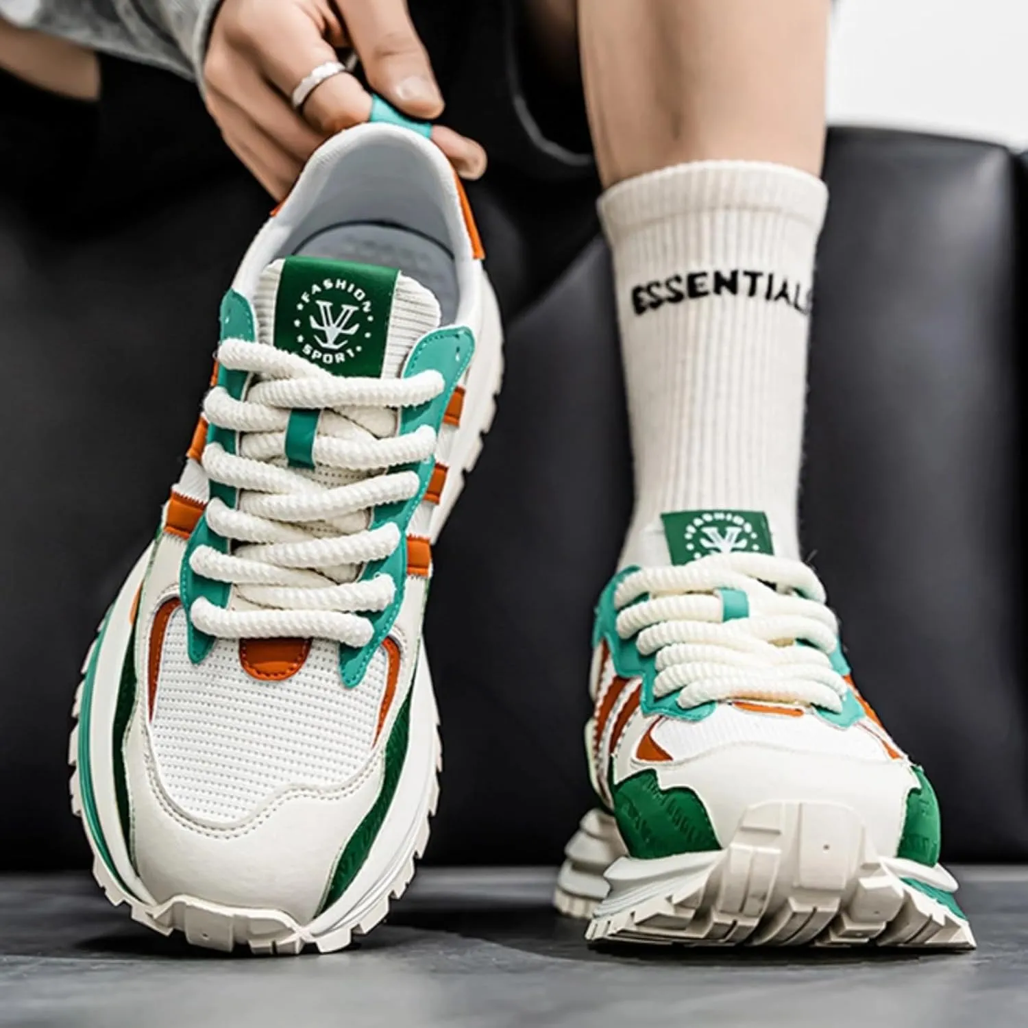 Men’s Retro Jogger Sneakers, Fashion Mesh Suede Trainers, Vintage Street Running Shoes, Iconic Triple Stripe Detailing