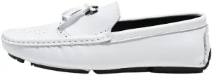 Men's Round Toe Vegan Leather Loafers -Brogue Embossed Driving Shoes with Tassel, Anti-Slip, Lightweight, Flexible Slip-Ons for Party and Outdoor Wear