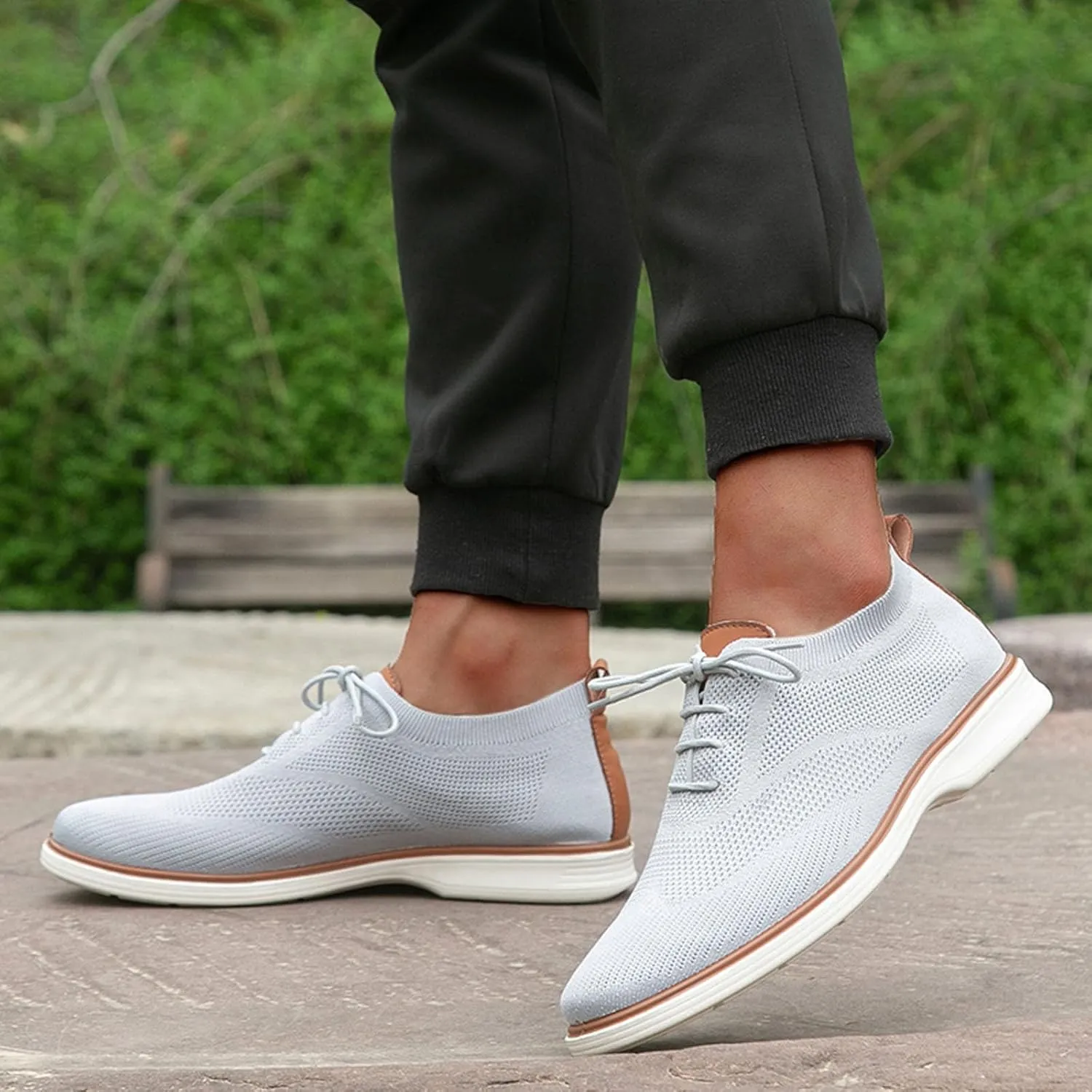 Mens Slip On Leisure Men Four Seasons Mesh Non Slip Flat Round Toe Breathable Lace Up Lazy Leisure Shoes