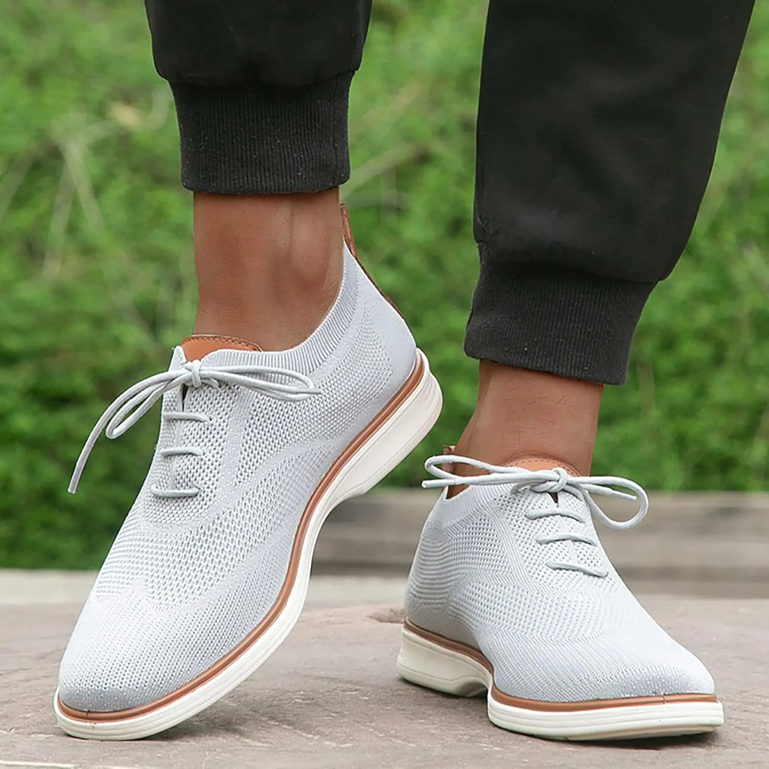 Mens Slip On Leisure Men Four Seasons Mesh Non Slip Flat Round Toe Breathable Lace Up Lazy Leisure Shoes